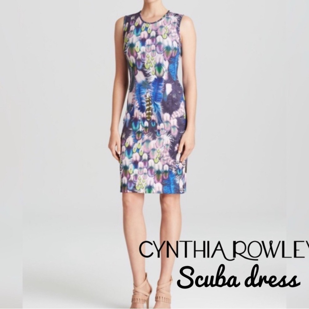 Cynthia Rowley Blue Purple Sheath Midi Dress stretchy